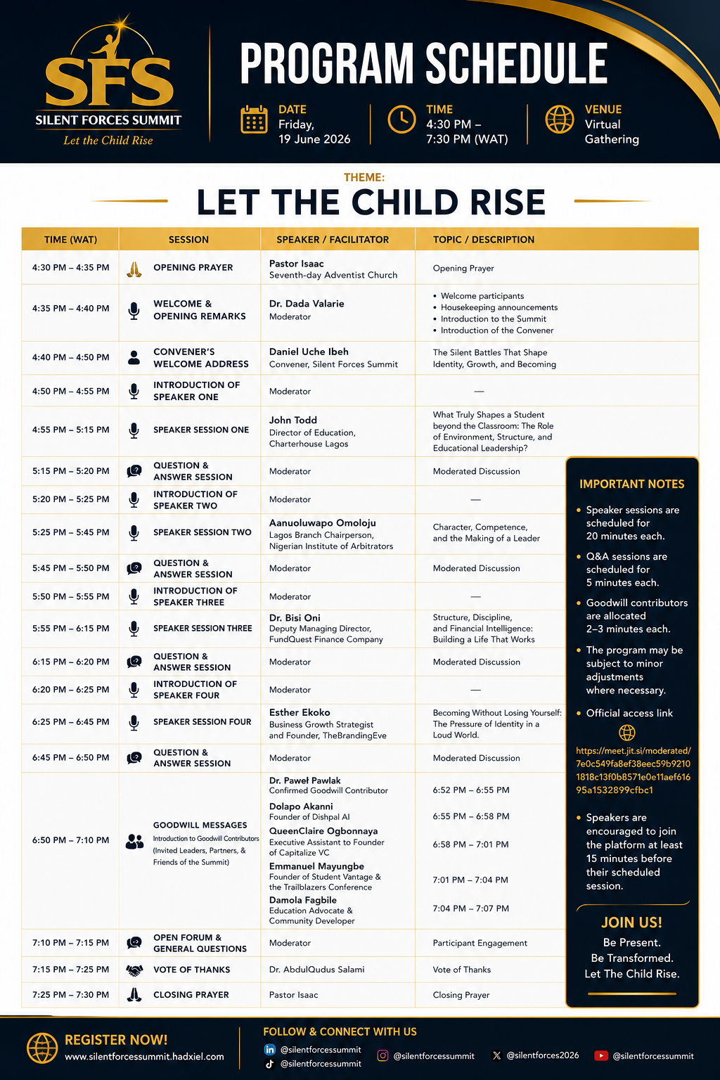 program schedule sfs